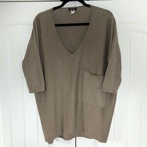 Kerisma Oversized Boxy Short Sleeve Poncho Sweater Size Medium Brown Fall